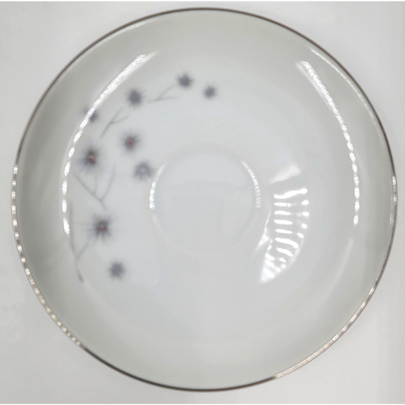 Creative Platinum Star Burst Saucers 5 3/4" Silver Trim Japan Gray Set of 4 - Picture 6 of 7